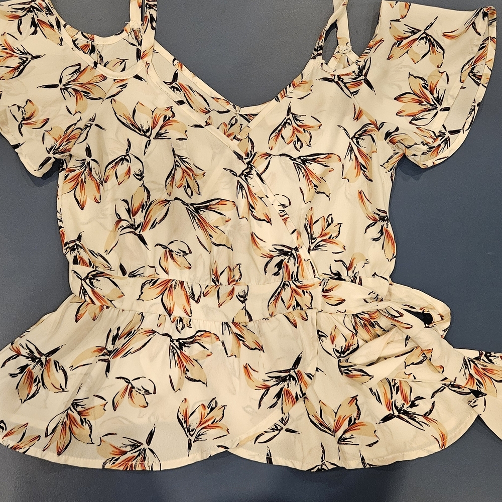 Sienna Sky Cream and Orange Floral Blouse